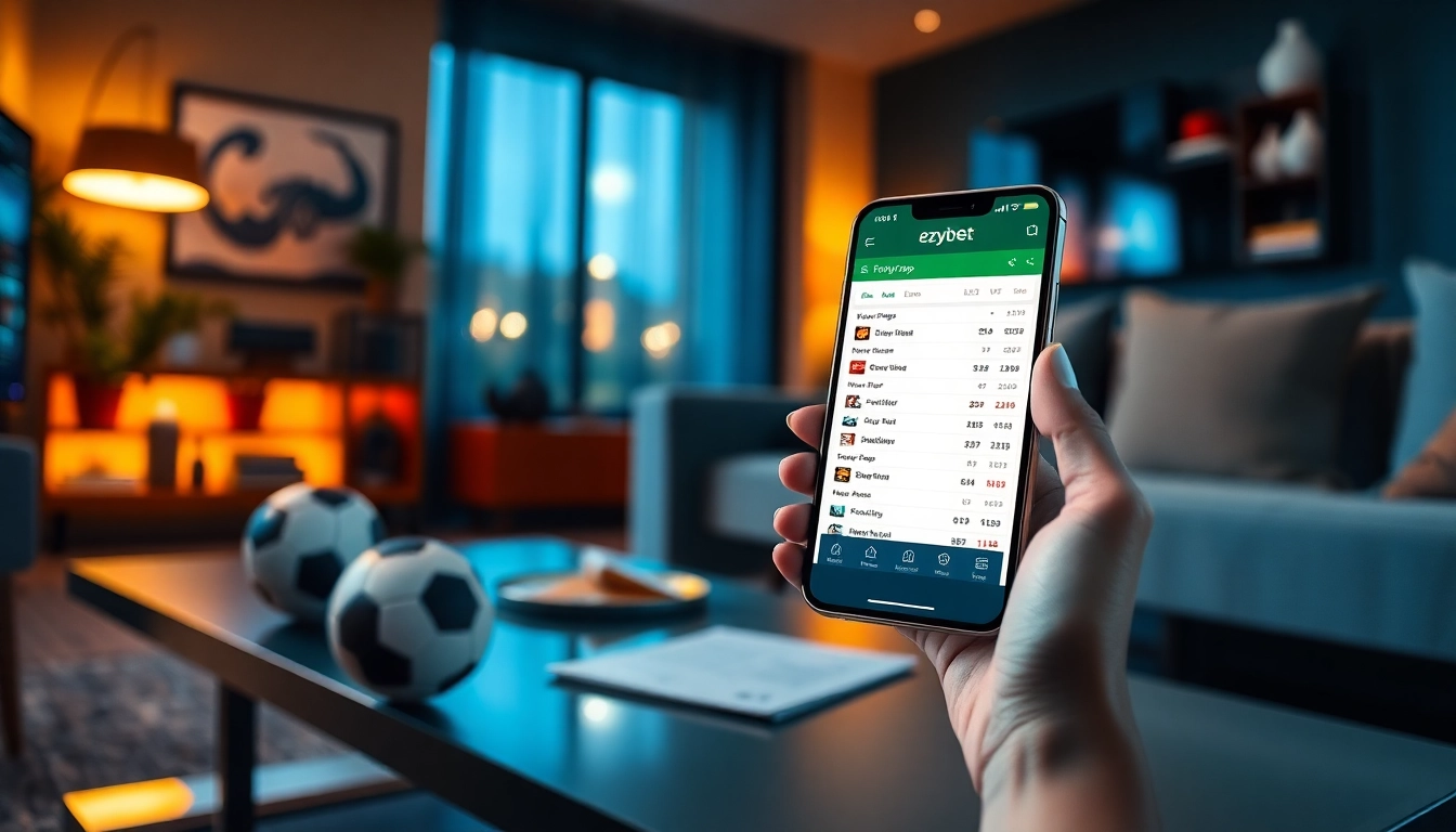 Experience live betting excitement with ezybet's mobile interface, showcasing real-time odds and user-friendly design.