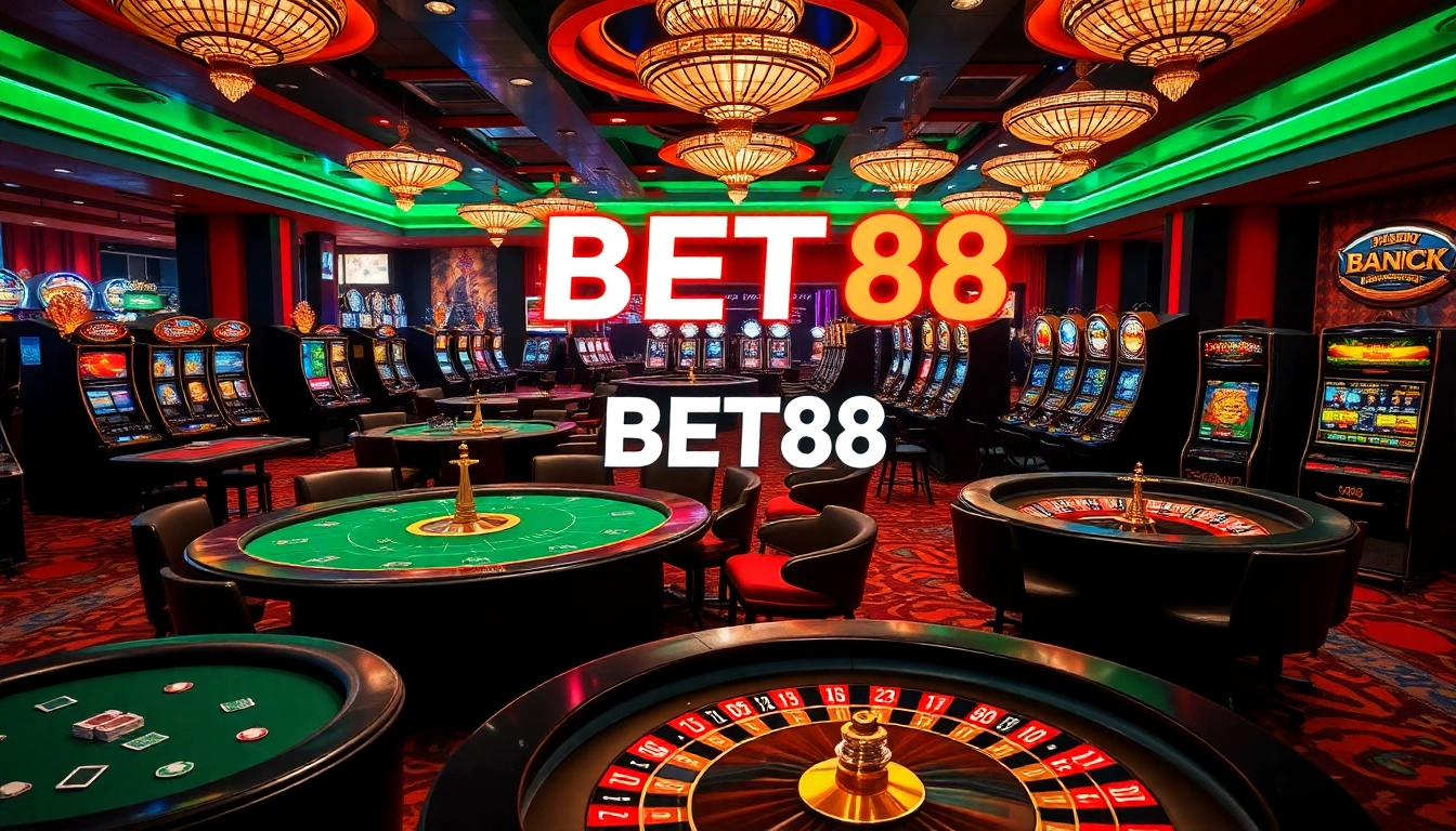 Experience the thrill of winning at BET88 with an exciting casino scene showcasing engaging games.