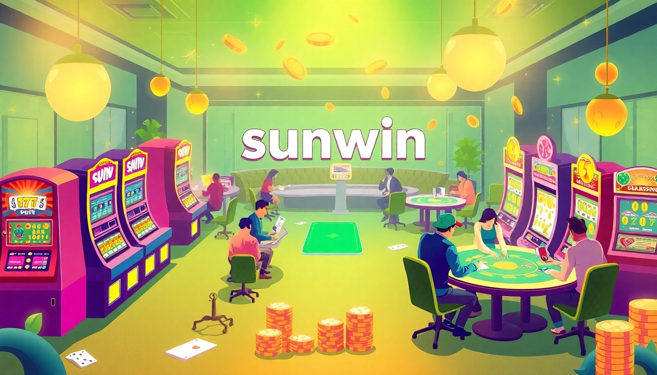 Experience the thrilling atmosphere of sunwin with vibrant casino games and players in action.
