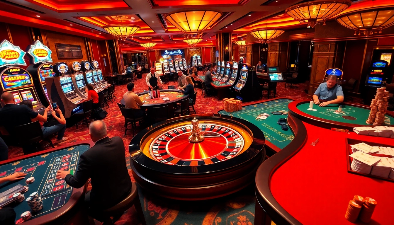Experience the excitement of BJ88.COM with vibrant casino gaming activities and players at roulette tables.