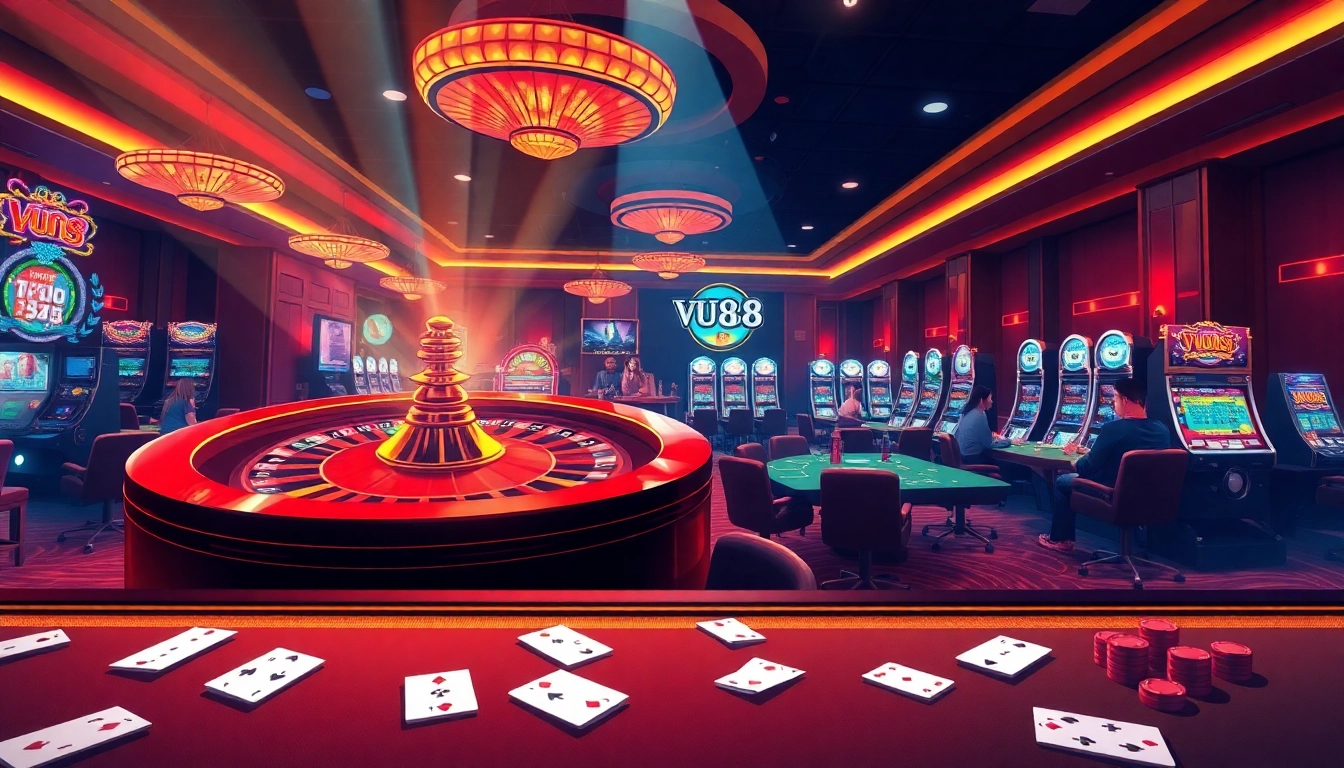Experience the exhilarating atmosphere of VU88 casino games with live players at vibrant tables.