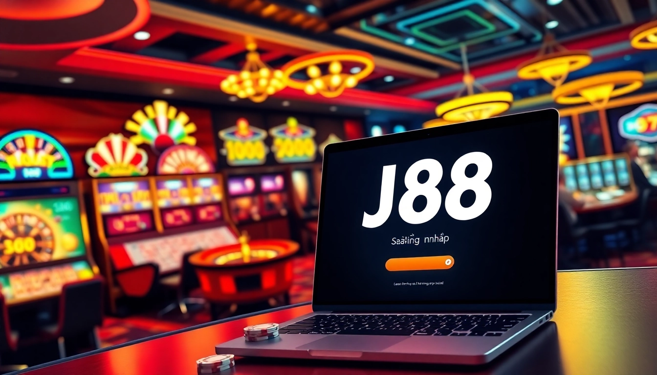 Access the thrilling world of J88 đăng nhập with an engaging online casino interface showcasing top games.