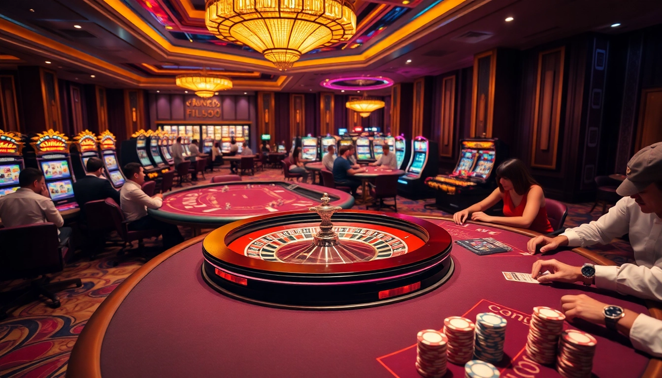 Witness the thrill of gambling with bong da lu fun as players engage at vibrant casino tables.