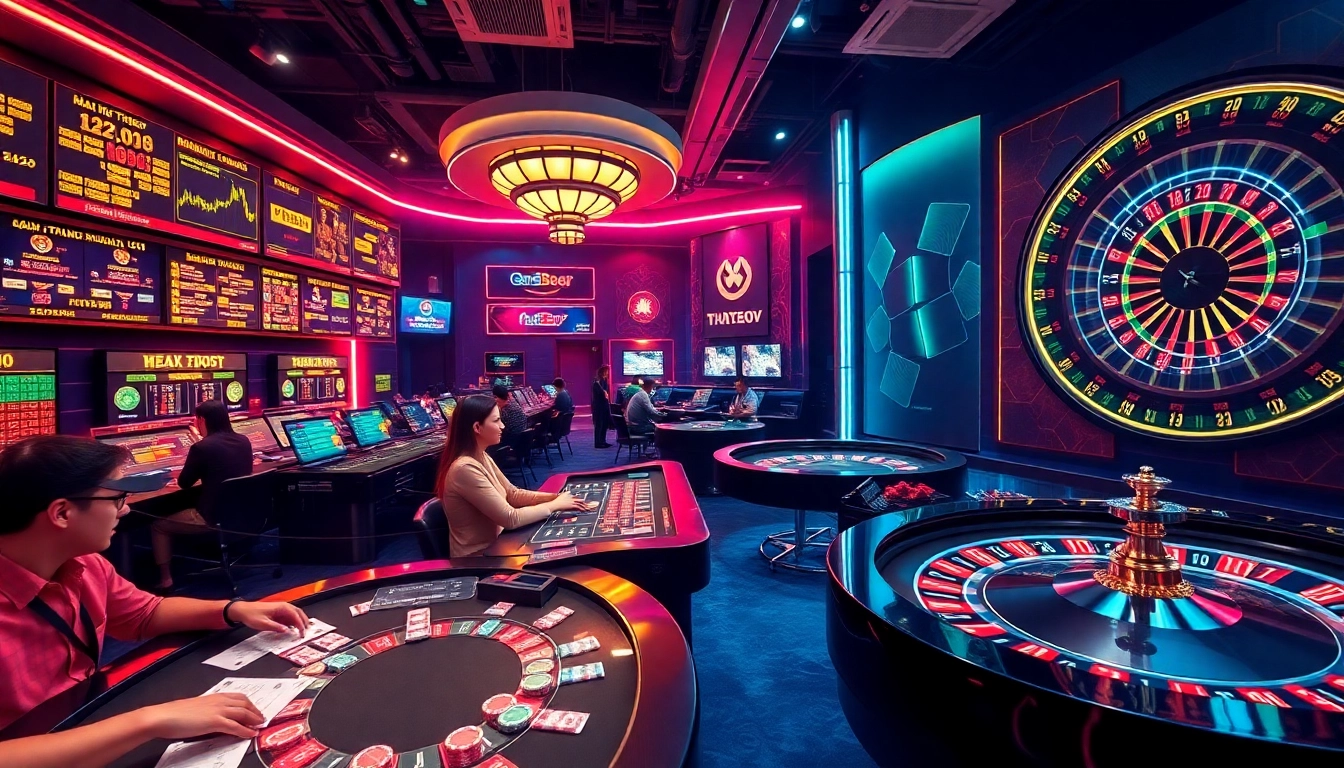 Experience THỂ THAO SUT88 through vibrant virtual betting scenes with casino tables and thrilling gaming action.