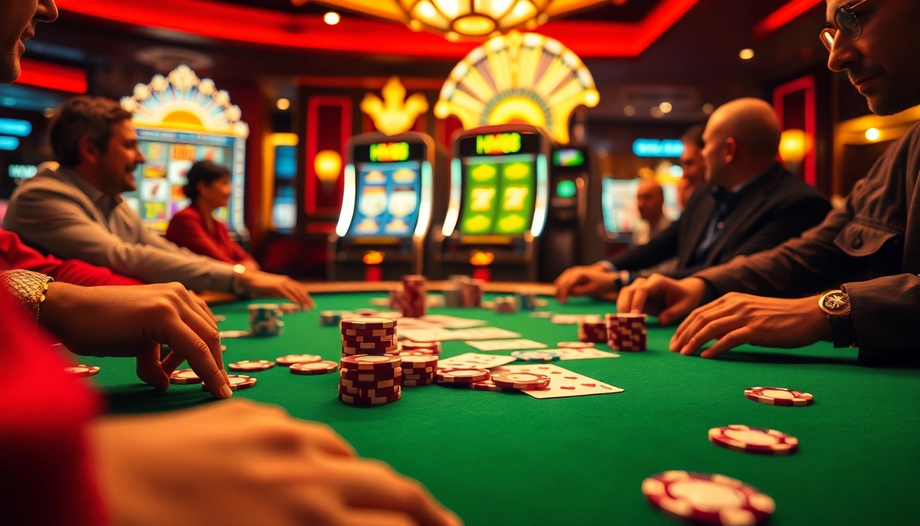 hm88. Bet excitement at a thrilling casino poker game with vibrant chips.