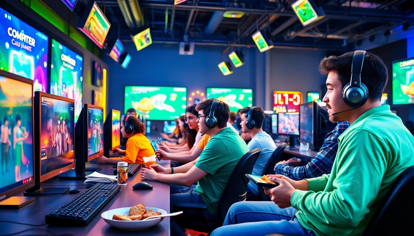 Fans enjoying diverse game online experiences with bright graphics and interactive elements.